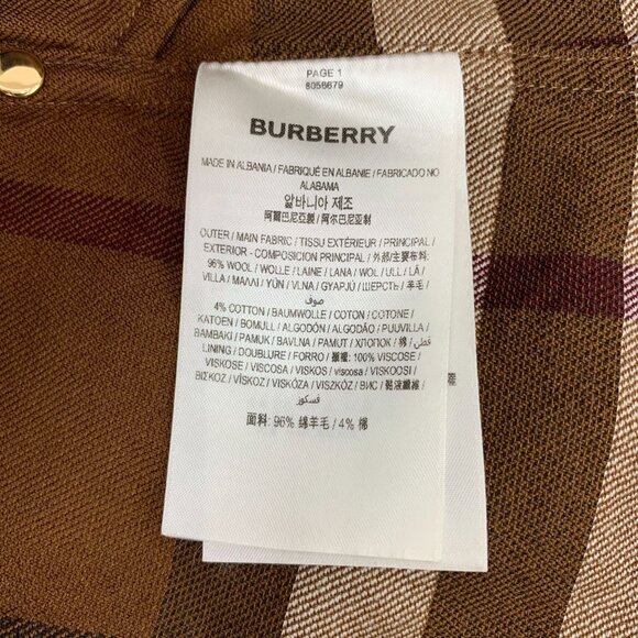 BURBERRY LONDON Classic Nova Check Mini Skirt Brown Plaid Wool Size 2/36 Gold Bu - Picture 3 of 6